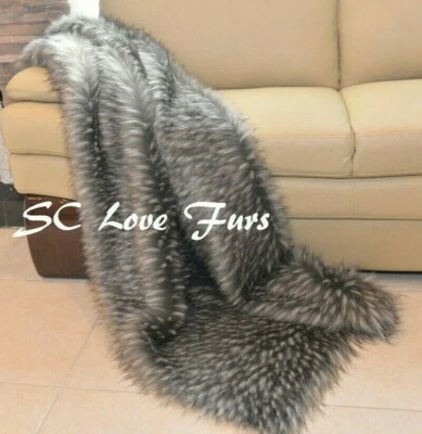60" 72" 84" Silvery Gray New Exotic Wolf Exotic Coyote USA Throws Blankets 0322 - Image 1 of 4