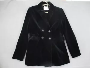 Scanlan Theodore Blazer Womens 6 Black Velvet Velour Double Breasted Coat - Picture 1 of 19