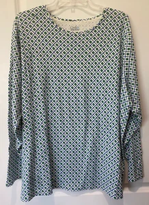 CROFT & BARROW Women Plus Size 3X Blue Green Crew Neck Classic Tee - Picture 1 of 5