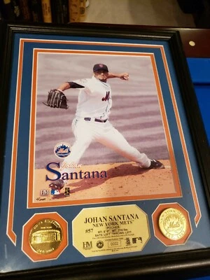 Johan Santana Highland Mint Edición Limitada Collage de Fotos enmarcado con Monedas de Medallón Foto 1 de 3