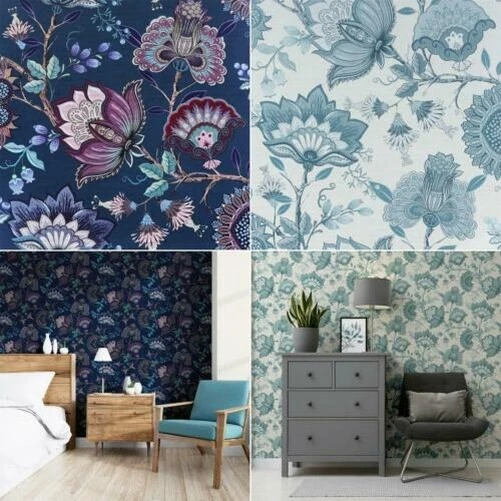 Arthouse Krisha Cachemire Exotique Fleurs Peint Floral Trail - Marine & Sarcelle - Photo 1/1