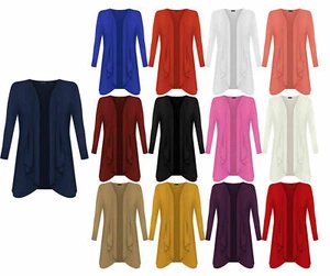 Ladies' Hanky Women Jersey Plus Size Long Sleeve Top Waterfall Open Cardigan UK - Picture 1 of 13