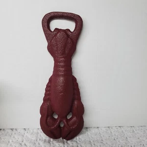 Cast Iron Lobster Soda Bottle Opener Crawfish Nautical Beer Hand Held Fish Red - Picture 1 of 4