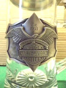 PIEDRA DE VIDRIO HARLEY DAVIDSON con LOGOTIPO Y TAPA DE PELTRE - Imagen 1 de 4