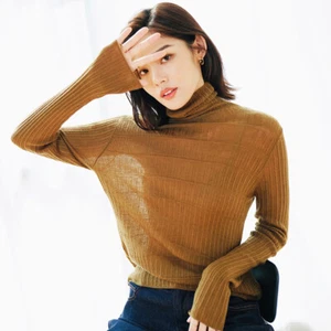 Damen Slim Soft Pullover Strickpullover aus Wolle Strickpulli Rollkragen - Bild 1 von 13