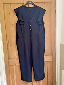 Jumpsuit in Black Linen Blend Size 20 - Picture 1 of 1