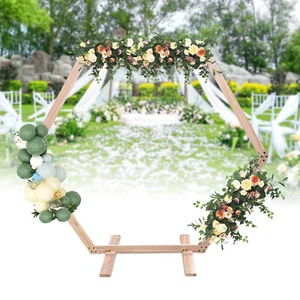 Arco Boda Arco Soporte Marco Hexagonal Rosa Arco Globo con Decoración - Imagen 1 de 19