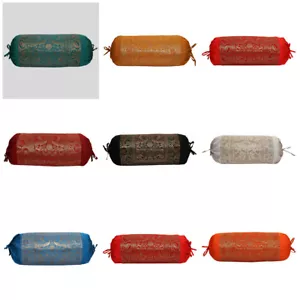 Indian Bolster Cover Round Neck Roll Cylinder Pillow Case Cushion Back Support - Picture 1 of 47
