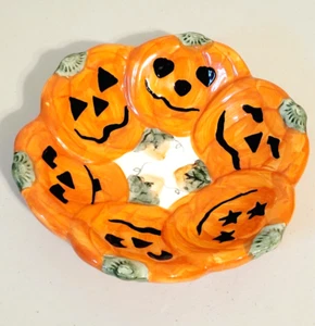 World Bazaars Ceramic Halloween Pumpkin Candy Dish 10" - Picture 1 of 5