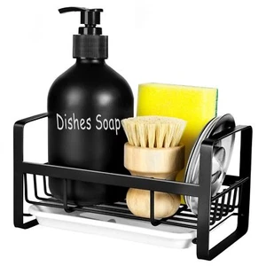 Kitchen Soap Dispenser with Sponge Holder Sink Caddy Organizer for Countertop - Picture 1 of 8