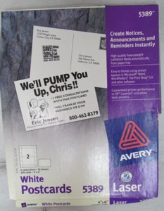 AVERY Matte White Postcards 4"x6" Heavyweight/29 sheet (2 per Sheet) #5389 - Picture 1 of 3