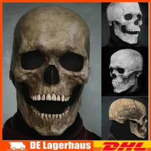 Halloween Totenkopf Maske Vollkopf Skelett Maske Beweglichem Kiefer Party Kostüm - Bild 1 von 13
