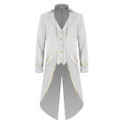 Men Gothic Jacket Steampunk Tailcoat Long Coat Halloween Medieval Costume  A