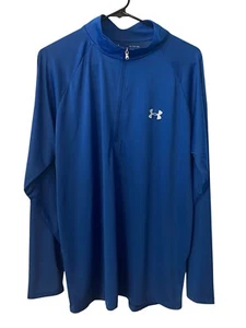 Under Armor Tech Hombres 1/4 Cremallera, Heatgear Calce Suelto, Camisa Azul Mecha Humedad XL - Imagen 1 de 9