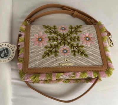 NWT SPARTINA 449 Honey Horn Mod Floral Embroidered Fringe Clutch Crossbody Bag - Image 1 of 4