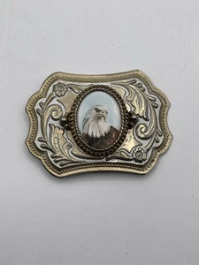 Vintage American Weißkopfseeadler graviert Silber Metall Gürtelschnalle 3,5" - Bild 1 von 6