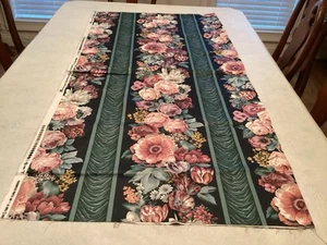 Pink Floral, Black Background, Stripes 100% Polished Cotton 1 yd + 18" X 54" - Picture 1 of 9