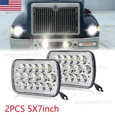 Par de faros LED de haz alto/bajo DOT para International IHC 9200 9400i 9900 7x6" Foto 1 de 4