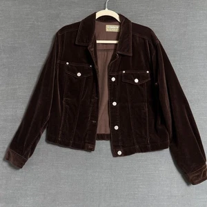 Vintage Liz Claiborne Jacket M Brown Velvet Trucker Fall Layering Classic Casual - Picture 1 of 12