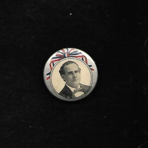 original WILLIAM JENNINGS BRYAN 1900 1 1/4 inch silver background Whitehead Hoag - Image 1 of 1