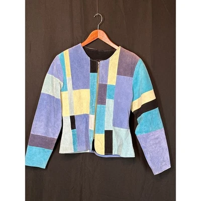 Chaqueta De Colección Karen Arnold S Gamuza Patchwork Boho Hippie Streetwear Y2K Años 90’s Foto 1 de 4