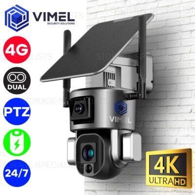 4G Dual Security Camera Solar LIVE SIM Card ULTRA HD 4K Human AI Detection - image 1 of 4