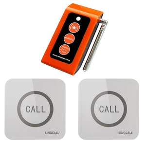 SINGCALL Inalámbrico Cuidador 2 Botones de Llamadas de Enfermera Tocables, 1 Buscador de Cuidadores - Imagen 1 de 12