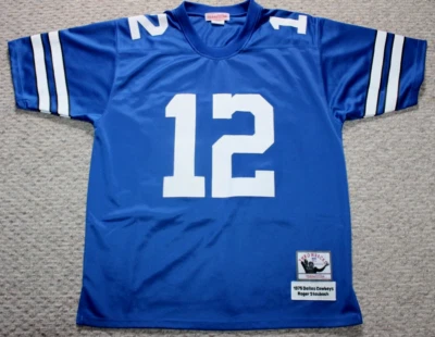 Camiseta deportiva de los Dallas Cowboys Roger Staubach #12 talla: 48 Mitchell & Ness Throwbacks 1975 Foto 1 de 4