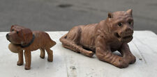 Carved Wooden Animals. Tiger & St Bernard Dog.