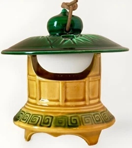 Vintage RAR Ucagco Keramik asiatische Blumen Pagode Garten Laterne Kerze Design - Bild 1 von 11