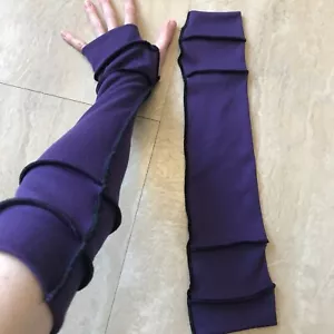 Purple Zombie Fingerless Gloves Upcycled Elbow Length Arm Warmers Whimseygoth OS - Picture 1 of 8