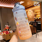 Kawaii Water Bottle with Straw 2000ml Cute Large Portable Sports Scale Bottle