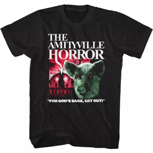 Camiseta para hombre The Amityville película de terror casa brillante roja por el amor de Dios salir - Imagen 1 de 3