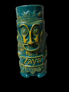Zaya Rum Green Glazed Ceramic Tiki Mug Cup Glass W/ Hummingbird - Picture 1 of 2