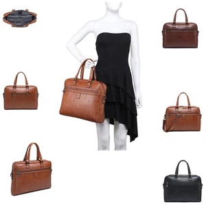 Unisex Adults Classic Plain Faux Leather Medium Handbag Briefcase shoulder Bag - Picture 1 of 14