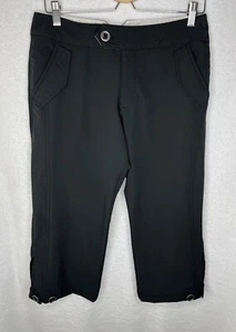 REI UPF 50 Capri Pants Womens Size 8 Black Cropped Flat Front Ankle Slit Button - Picture 1 of 11