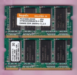 512MB 2x256MB PC2100S HYNIX HYMD232M646C6-H SM DDR-266 PC-2100 LAPTOP RAM Kit - Picture 1 of 2