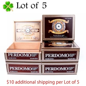 Lot of 5 Perdomo Robusto Maduro Habano Empty Wood Cigar Box 7.75" x 6" x 3" - Picture 1 of 12