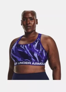 Under Armour Plus Size 3X MuIticolor Crossback Mid Printed Sports Bra New - Picture 1 of 9