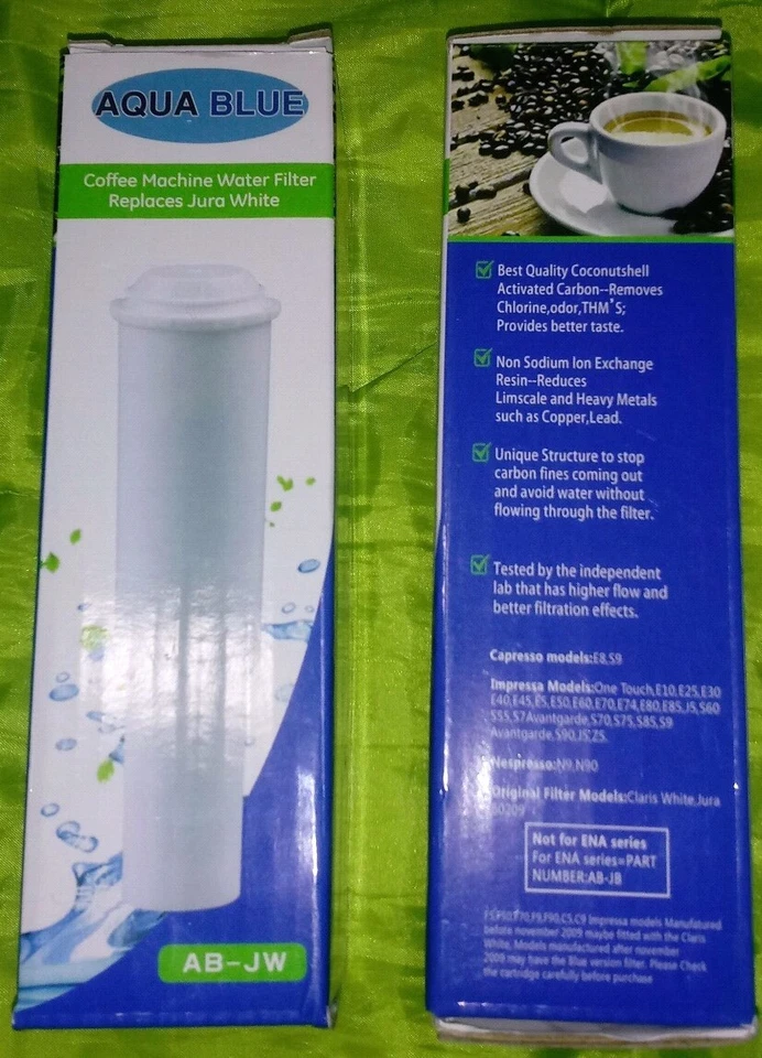 💧2 Filtro de agua para máquina de café Aqua Blue reemplaza Jura Blue repuesto NiB LoT Foto 1 de 1