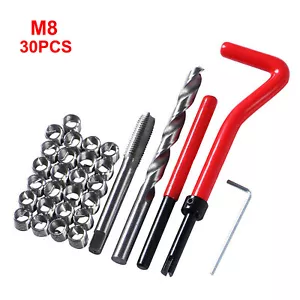 30Pcs M8x1.25mm Metric Thread Repair Insert Kit HSS Drill Helicoil Repair R0R8 - Bild 1 von 12