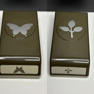 2 Stampin' Up! Butterfly & Leaf Builder Hole Punch Arts & Craft Scrapbooking - Picture 1 of 7
