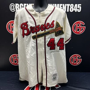 Hank Aaron Signed Atlanta Braves Mitchell & Ness Authentic Jersey AUTO JSA LOA - Picture 1 of 9
