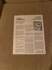 Coin Controls Gold Mech Coin Validator Instruction Manual - Picture 1 of 1