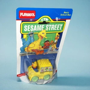 1987 Playskool Sesame Street Bert’s School Bus Diecast Car New on worn card. - Picture 1 of 4