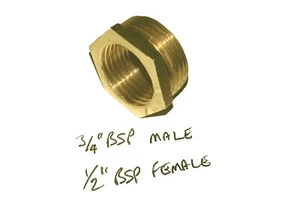 3/4 INCH BSP Male to 1/2 INCH BSP Female Adapter Hex Bushing Water Air Fuel Gas - Picture 1 of 2