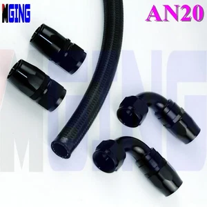 20an an20 BRAIDED OIL LINE HOSE END 0 + 90 ELBOW DEGREE FITTING ADAPTER 3FT/1M - Foto 1 di 3