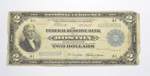 1918 $2 Boston, MA. United States Federal Reserve Large Note *9771 - Picture 1 of 3