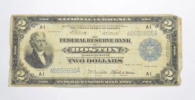 1918 $2 Boston, MA. United States Federal Reserve Large Note *9771 - Image 1 of 3