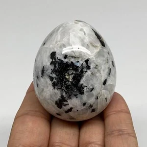 152.7g, 2.2"x1.8", Natural Gemstone White Rainbow Moonstone Egg, B34416 - Picture 1 of 12